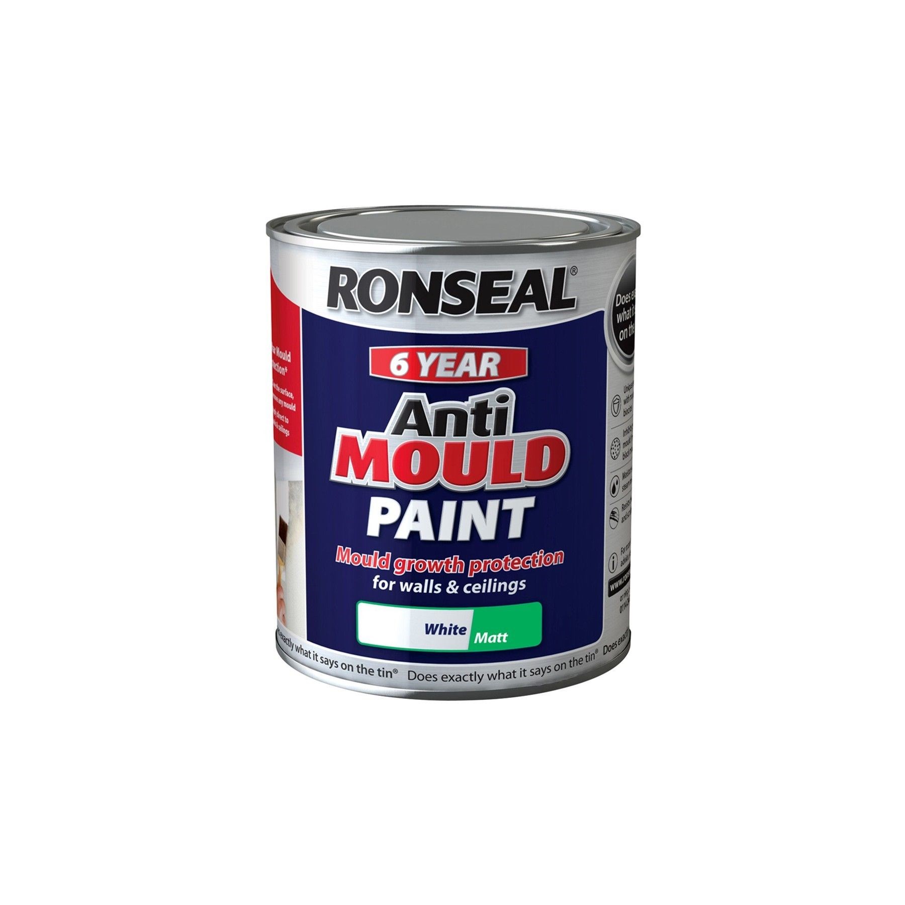Ronseal Anti Mould Paint Matt White 750ml 36623 ronseal-anti-mould-paint-matt-white-750ml-36623